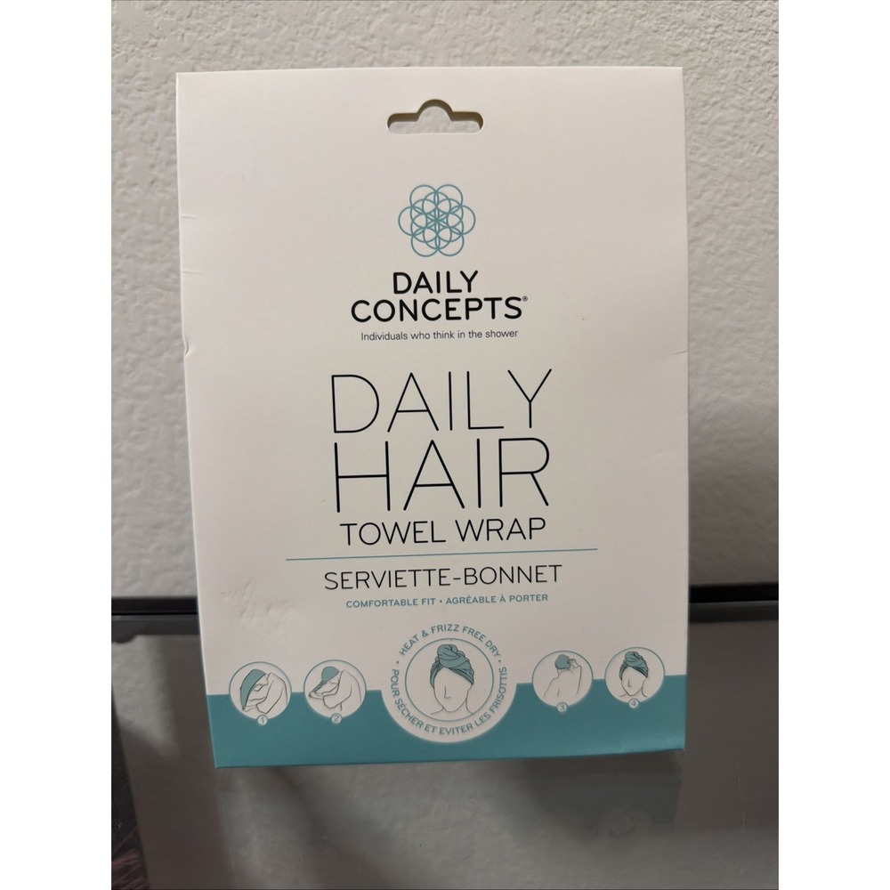 Daily Concepts Vegan Hair Wrap Towel Quick Drying, One Size, Aqua Color